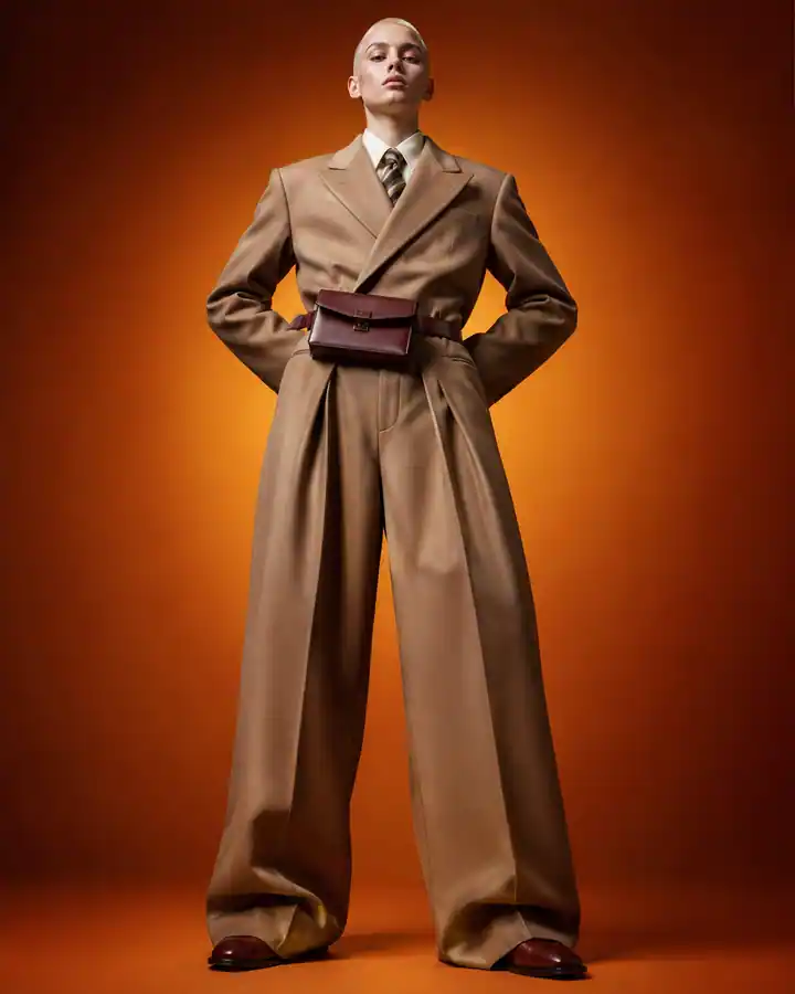 Tailored fashion campaign concept with model